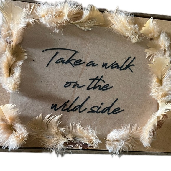 Handmade art with feathers floating frame 11x14 - Picture 3 of 6